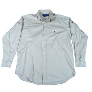Polo Ralph Lauren Blake Men's Large Button Down Shirt Tan 100% Cotton Casual